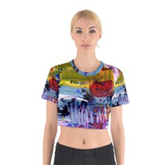 Poppies In An Abandoned Yard 4 Cotton Crop Top by bestdesignintheworld