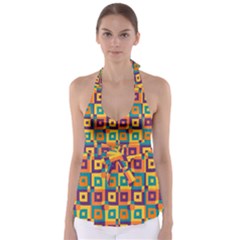 Artwork By Patrick-squares-4 Babydoll Tankini Top by ArtworkByPatrick