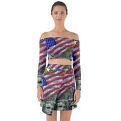 Usa United States Of America Images Independence Day Off Shoulder Top With Skirt Set by Sapixe