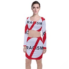 2000px No Racism Svg Long Sleeve Crop Top & Bodycon Skirt Set by demongstore