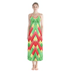 Christmas Geometric 3d Design Button Up Chiffon Maxi Dress by Sapixe