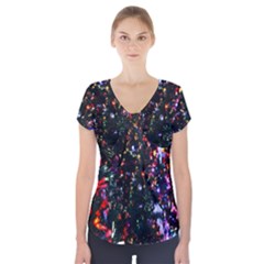 Abstract Background Celebration Short Sleeve Front Detail Top by Sapixe