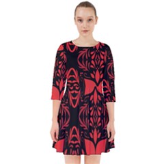 Christmas Red And Black Background Smock Dress by Sapixe