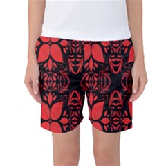 Christmas Red And Black Background Women s Basketball Shorts by Sapixe