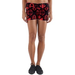 Christmas Red And Black Background Yoga Shorts by Sapixe