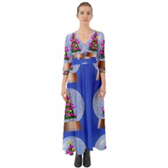 Seamless Repeat Repeating Pattern Art Button Up Boho Maxi Dress by Sapixe