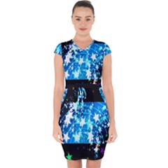 Star Abstract Background Pattern Capsleeve Drawstring Dress  by Sapixe