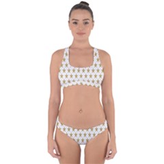 Star Background Gold White Cross Back Hipster Bikini Set by Sapixe