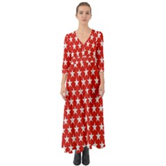 Star Christmas Advent Structure Button Up Boho Maxi Dress by Sapixe