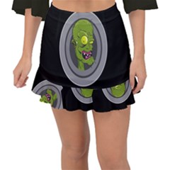 Zombie Pictured Illustration Fishtail Mini Chiffon Skirt by Sapixe