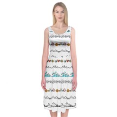 Decoration Element Style Pattern Midi Sleeveless Dress by Sapixe