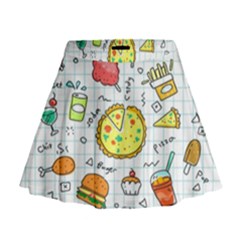 Colorful Doodle Soda Cartoon Set Mini Flare Skirt by Sapixe