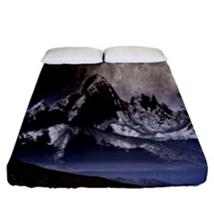 Mountains Moon Earth Space Fitted Sheet (queen Size) by Sapixe