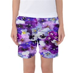 Graphic Background Pansy Easter Women s Basketball Shorts by Sapixe