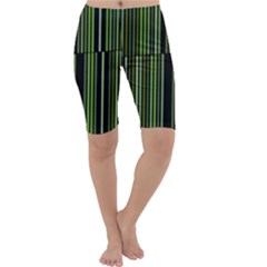 Shades Of Green Stripes Striped Pattern Cropped Leggings  by yoursparklingshop