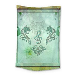 Music, Decorative Clef With Floral Elements Small Tapestry by FantasyWorld7