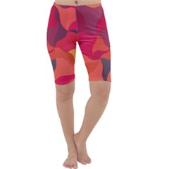 Red Orange Yellow Pink Art Cropped Leggings  by yoursparklingshop