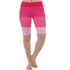 Pink Scarlet Gradient Stripes Pattern Cropped Leggings  by yoursparklingshop