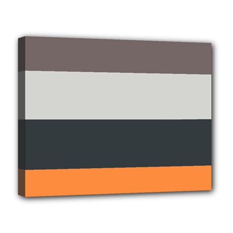 Orange Sand Charcoal Stripes Pattern Striped Elegant Canvas 14  X 11  by yoursparklingshop