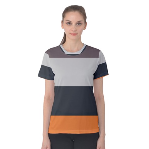 Orange Sand Charcoal Stripes Pattern Striped Elegant Women s Cotton Tee by yoursparklingshop