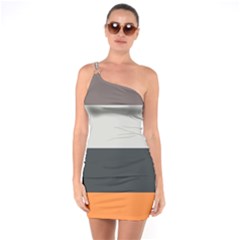 Orange Sand Charcoal Stripes Pattern Striped Elegant One Soulder Bodycon Dress by yoursparklingshop