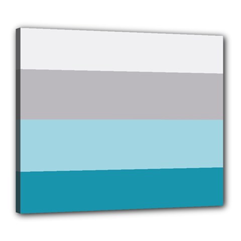 Blue Gray Striped Pattern Horizontal Stripes Canvas 24  X 20  by yoursparklingshop