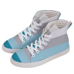 Blue Gray Striped Pattern Horizontal Stripes Men s Hi-top Skate Sneakers by yoursparklingshop