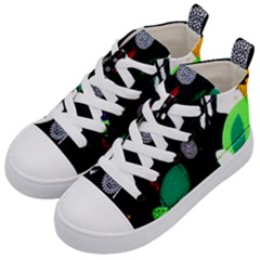 Graffiti On Green And Pink Designs Kid s Mid-top Canvas Sneakers by flipstylezfashionsLLC