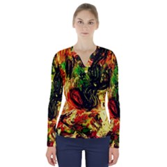 Sunset In A Desert Of Mexico V-neck Long Sleeve Top by bestdesignintheworld