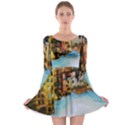 Architecture Art Blue Long Sleeve Skater Dress View1