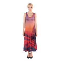 Italy Sunrise Sky Clouds Beautiful Sleeveless Maxi Dress by Simbadda