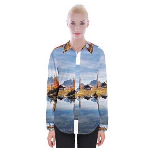 Dolomites Mountains Italy Alpine Womens Long Sleeve Shirt by Simbadda