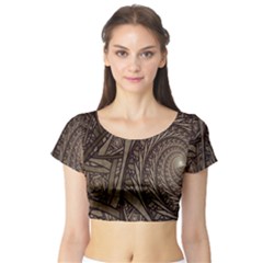 Abstract Pattern Graphics Short Sleeve Crop Top by Simbadda