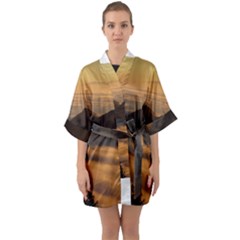 Homberg Clouds Selva Marine Quarter Sleeve Kimono Robe by Simbadda