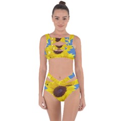 Sunflower Floral Yellow Blue Sky Flowers Photography Bandaged Up Bikini Set  by yoursparklingshop