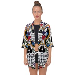 Cranium Sugar Skull Open Front Chiffon Kimono by StarvingArtisan