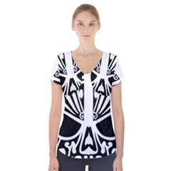Tribal Sugar Skull Short Sleeve Front Detail Top by StarvingArtisan