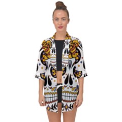 Sugar Skull Open Front Chiffon Kimono by StarvingArtisan