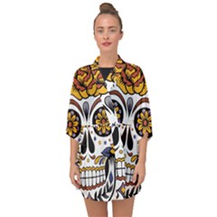 Sugar Skull Half Sleeve Chiffon Kimono by StarvingArtisan