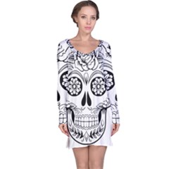 Sugar Skull Long Sleeve Nightdress by StarvingArtisan