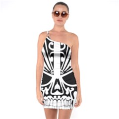 Tribal Sugar Skull One Soulder Bodycon Dress by StarvingArtisan