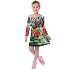 Dry Flowers On Your Windows Kids  Long Sleeve Velvet Dress by bestdesignintheworld