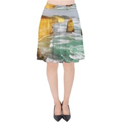 Coastal Landscape Velvet High Waist Skirt by Modern2018