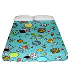 Space Pattern Fitted Sheet (queen Size) by Valentinaart