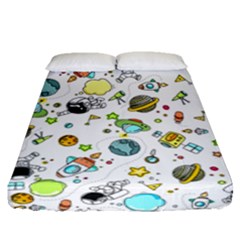 Space Pattern Fitted Sheet (queen Size) by Valentinaart