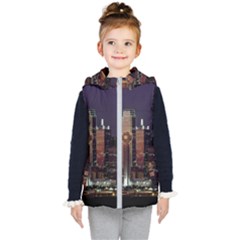 Dallas Texas Skyline Dusk Usa Kid s Hooded Puffer Vest by Simbadda