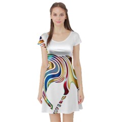 Horse Equine Psychedelic Abstract Short Sleeve Skater Dress by Simbadda