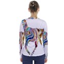 Horse Equine Psychedelic Abstract V-Neck Long Sleeve Top View2