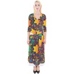 Mandala Floral Flower Abstract Quarter Sleeve Wrap Maxi Dress by Simbadda