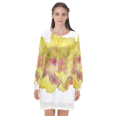 Yellow Rose Long Sleeve Chiffon Shift Dress  by aumaraspiritart